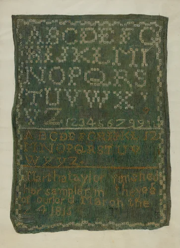 Sampler by Edna Crenshaw Rex, index of american design, 1939