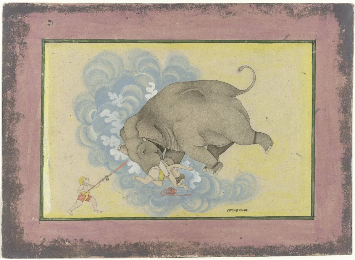 Wilde olifant by anonymous, drawing, 1740-1760