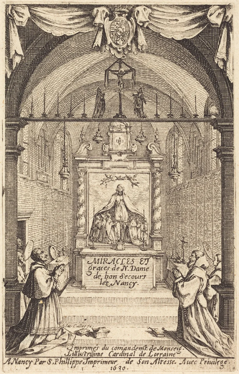 Frontispiece for the Miracles and Graces of Our Lady of "Bon-Secours-les-Nancy" by Jacques Callot, print, 1592-1635
