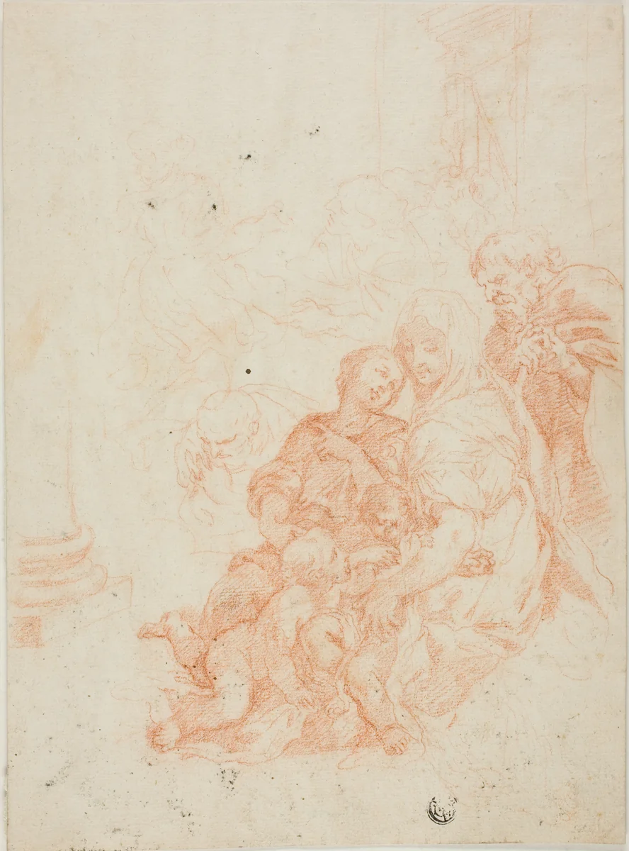 Holy Family with the Infant Saint John by Ciro Ferri, drawing, 1654-1689