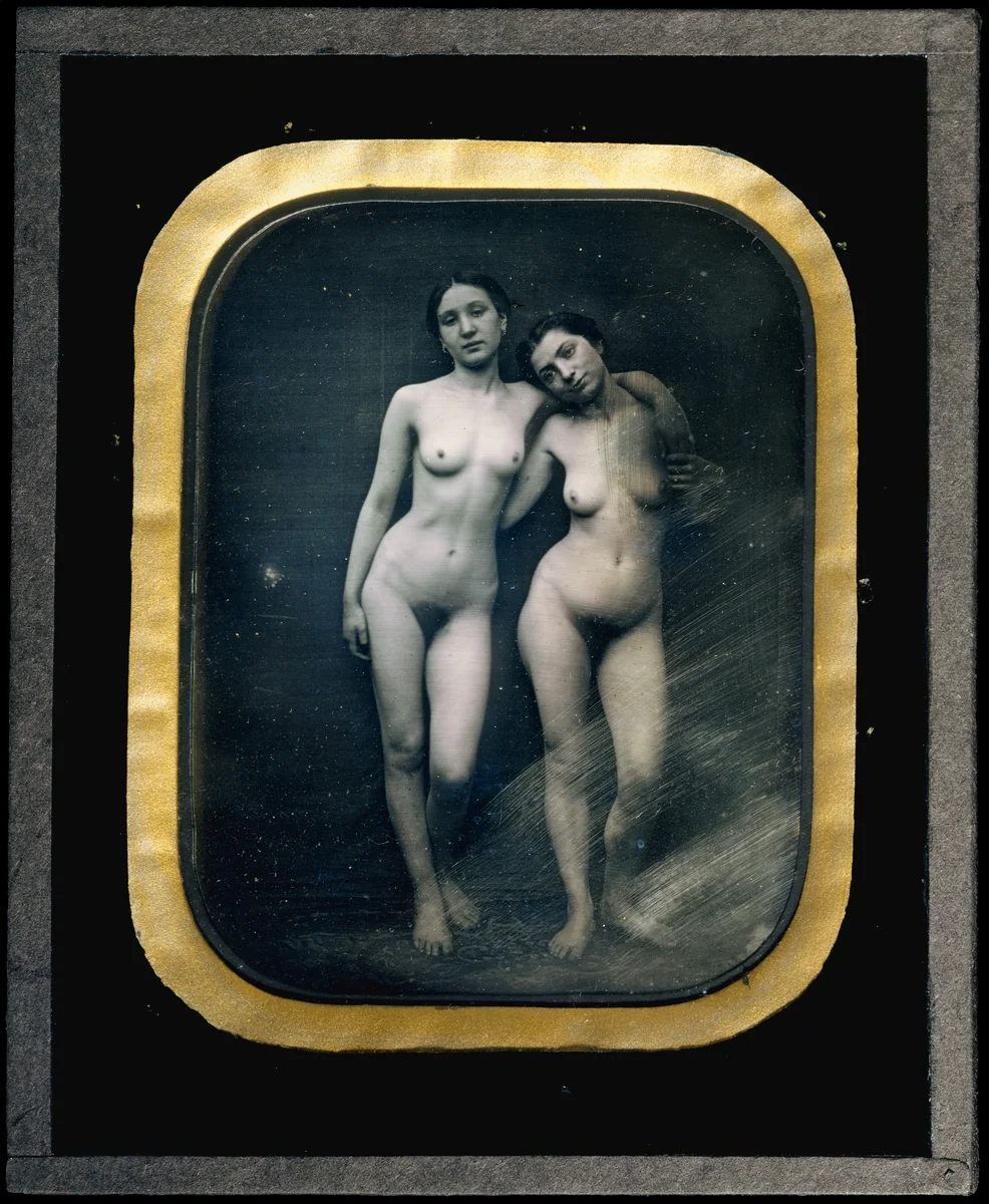 [Two Standing Female Nudes] by Félix-Jacques-Antoine Moulin, photograph, 1848-1852