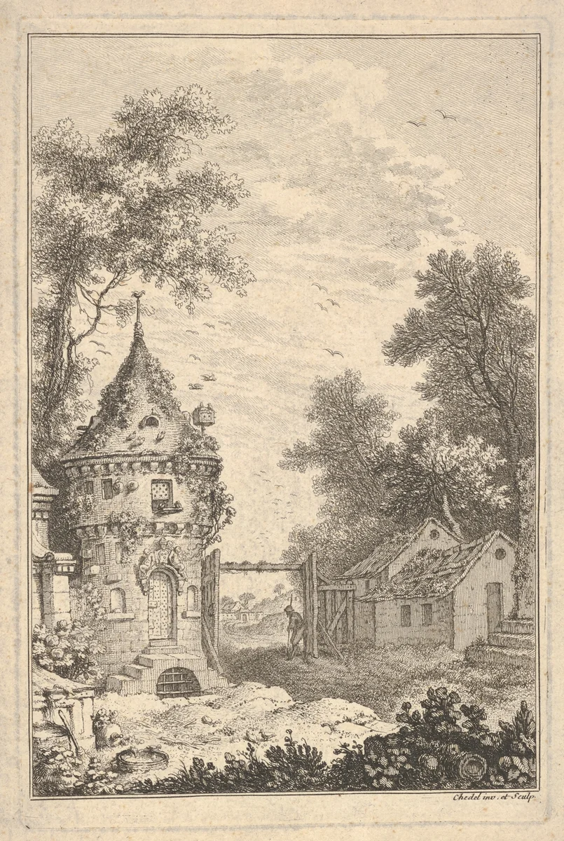 Garden Scene by Quentin Pierre Chedel, print, 1720-1762
