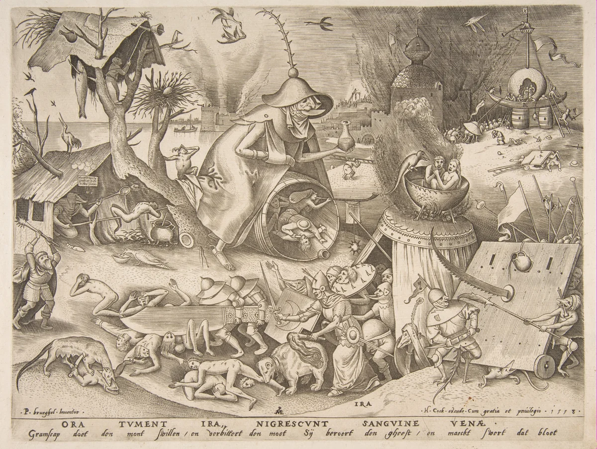 Anger (Ira) from The Seven Deadly Sins by Pieter van der Heyden, print, 1558