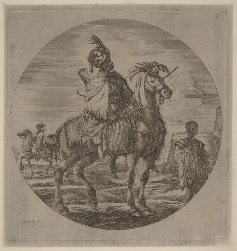 A Black Horseman by Stefano della Bella, print, 1610-1664
