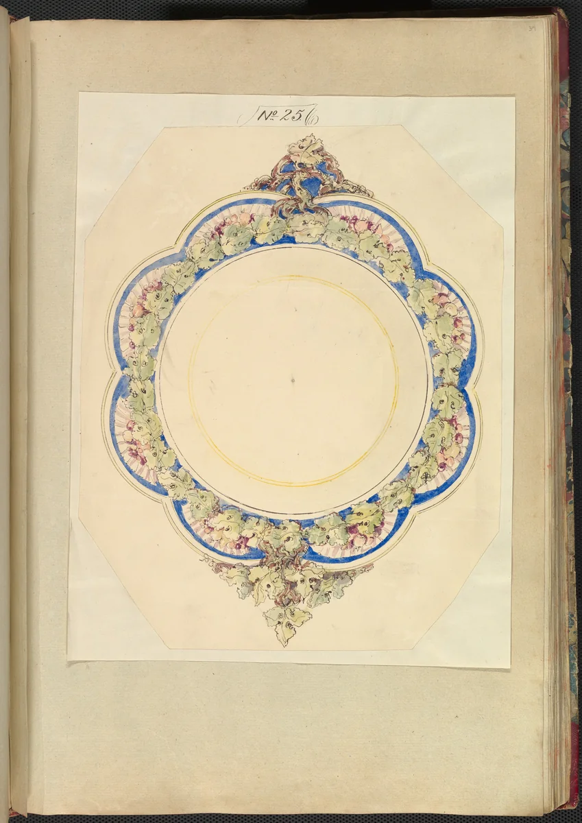 Design for an Eight- Lobed Platter with Leaf Handles by Alfred Forrester, drawing, 1845-1855