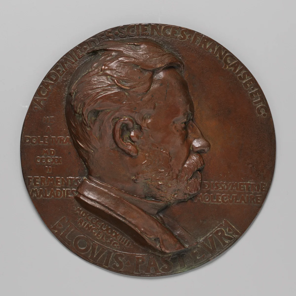 Louis Pasteur by Jean Désiré Ringel d'Illzach, metalwork, 1884