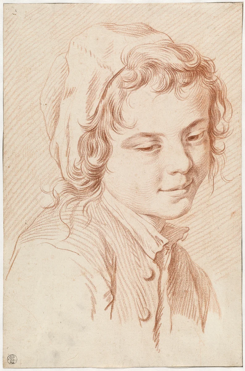 Head of a Boy by Edme Bouchardon, drawing, 1698-1762