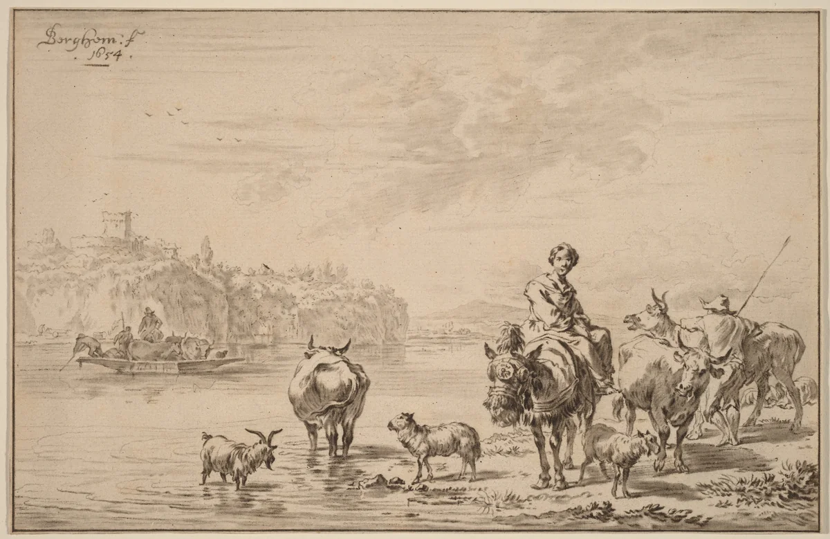 Woman Seated on a Mule by Cornelis Ploos van Amstel
Johannes Kornlein
Nicolaes Pietersz Berchem, print, 1769
