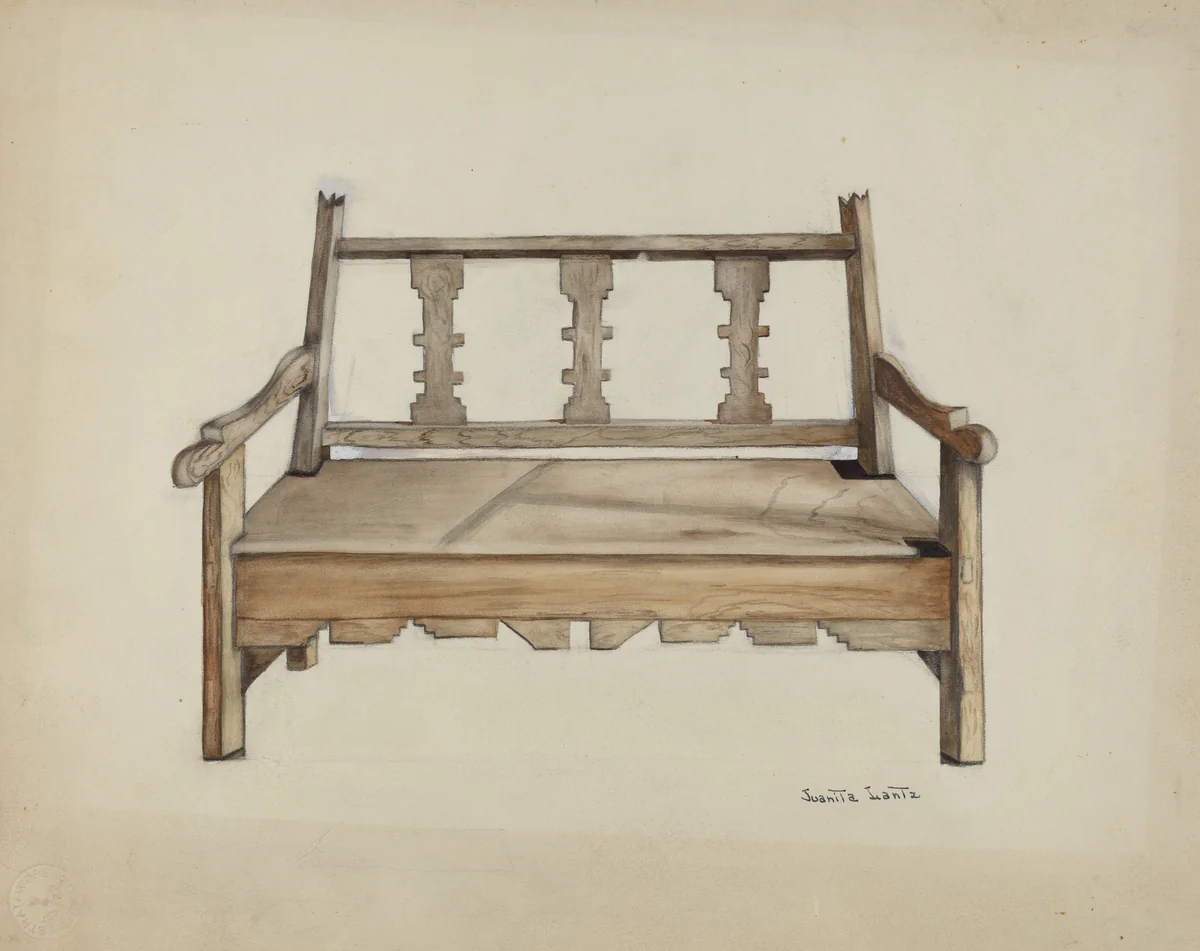Bench by Juanita Lantz, index of american design, 1935-1942