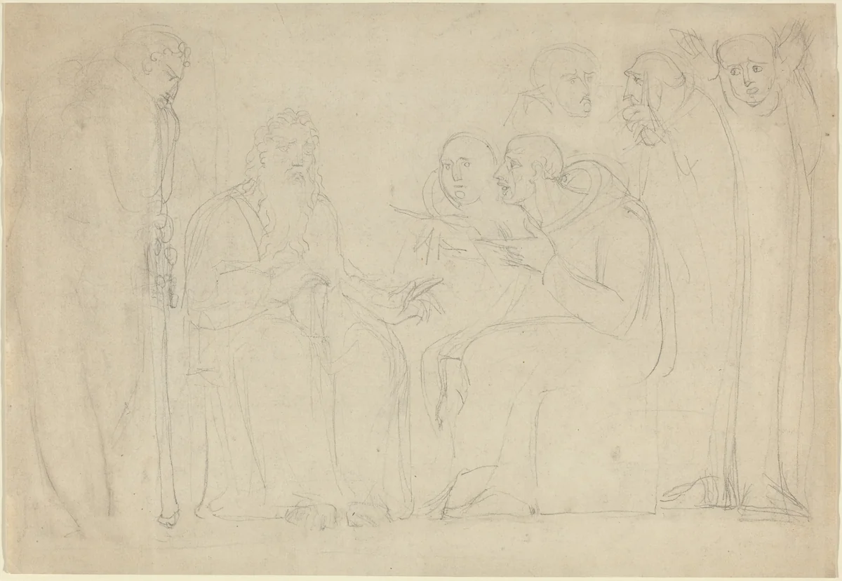 Saint Augustine Converting King Ethelbert of Kent by William Blake, drawing, 1793