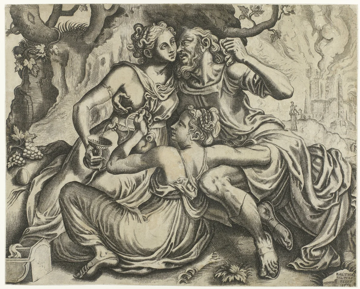 Lot en zijn dochters by Unknown, print, 1575