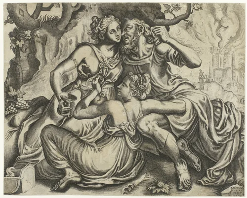 Lot en zijn dochters by Unknown, print, 1575