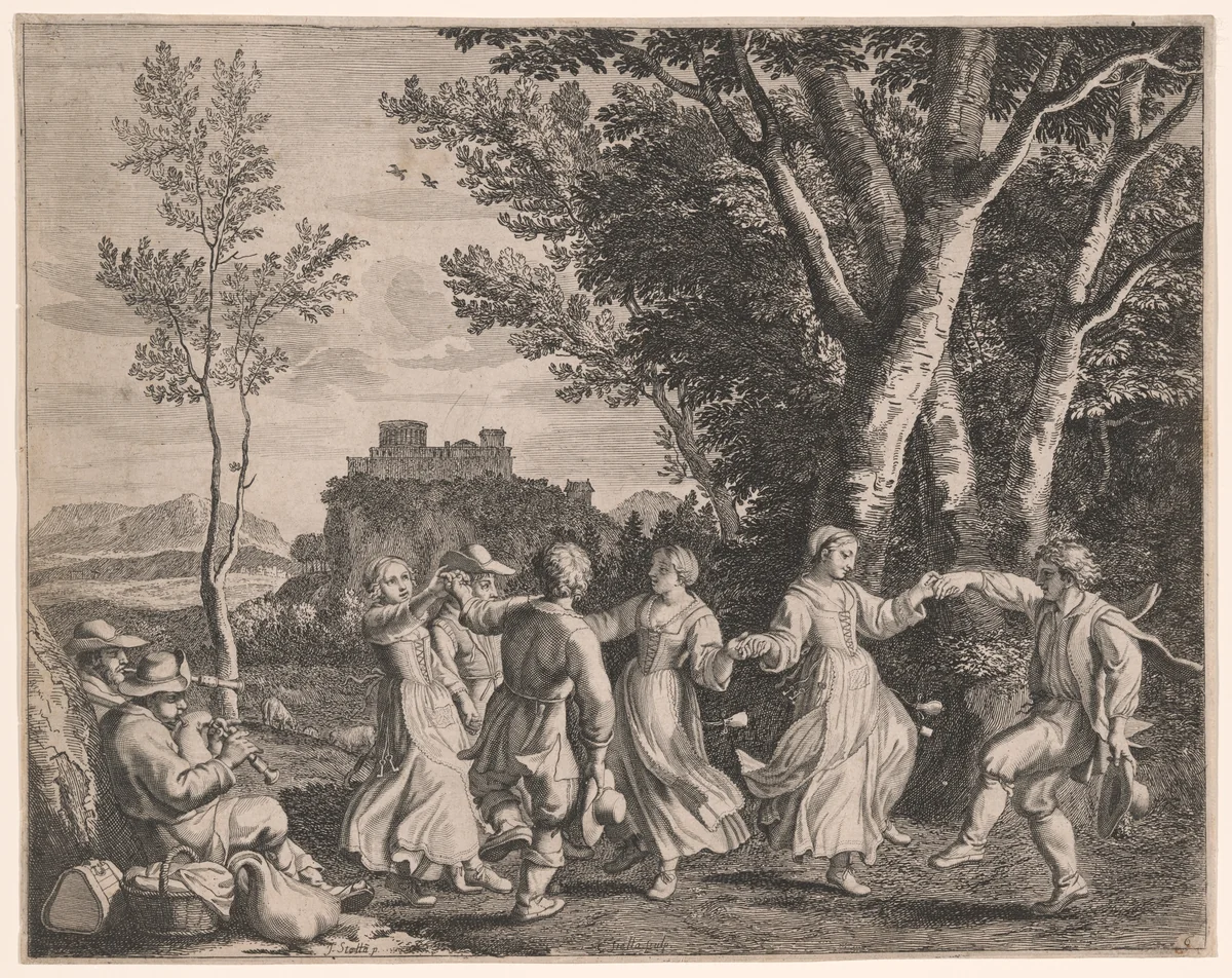 The Dance, Plate 6 from Pastorales by Claudine Bouzonnet-Stella, print, 1667