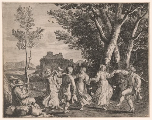 The Dance, Plate 6 from Pastorales by Claudine Bouzonnet-Stella, print, 1667