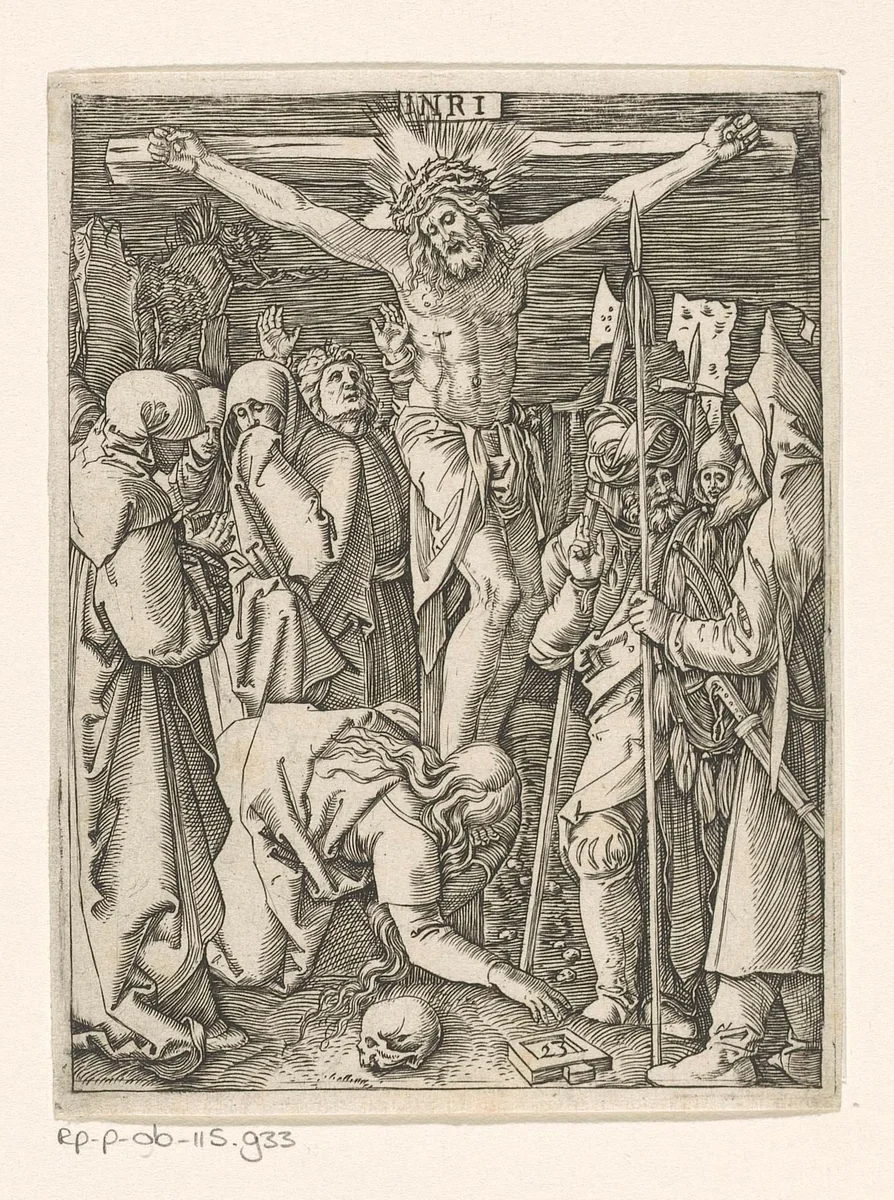 Kruisiging by Marcantonio Raimondi, print, 1511-1534