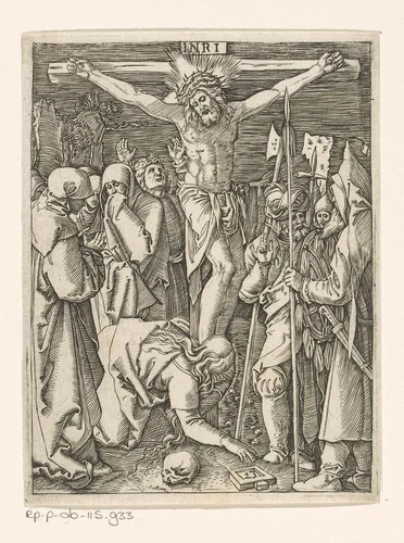 Kruisiging by Marcantonio Raimondi, print, 1511-1534
