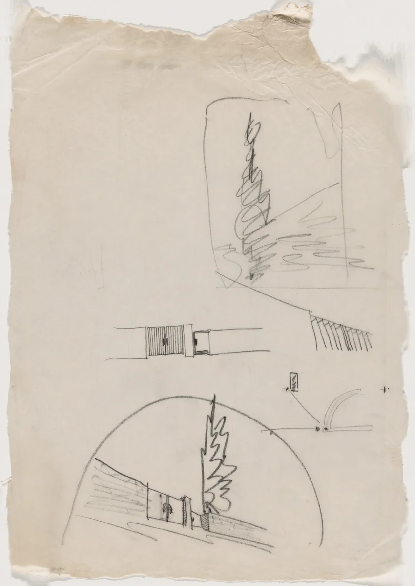Gated Wall, Perspective and elevation by Erich Mendelsohn, architecture