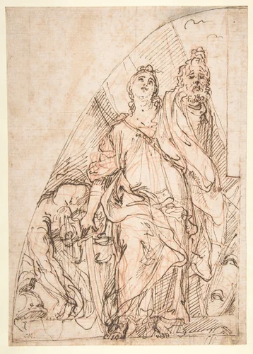 Judith Holding up the Head of Holofernes by Carlo Maratti, drawing, 1625-1713
