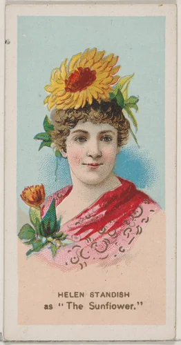Helen Standish as "The Sunflower," from the series Fancy Dress Ball Costumes (N73) for Duke brand cigarettes by W. Duke, Sons & Co., print, 1889