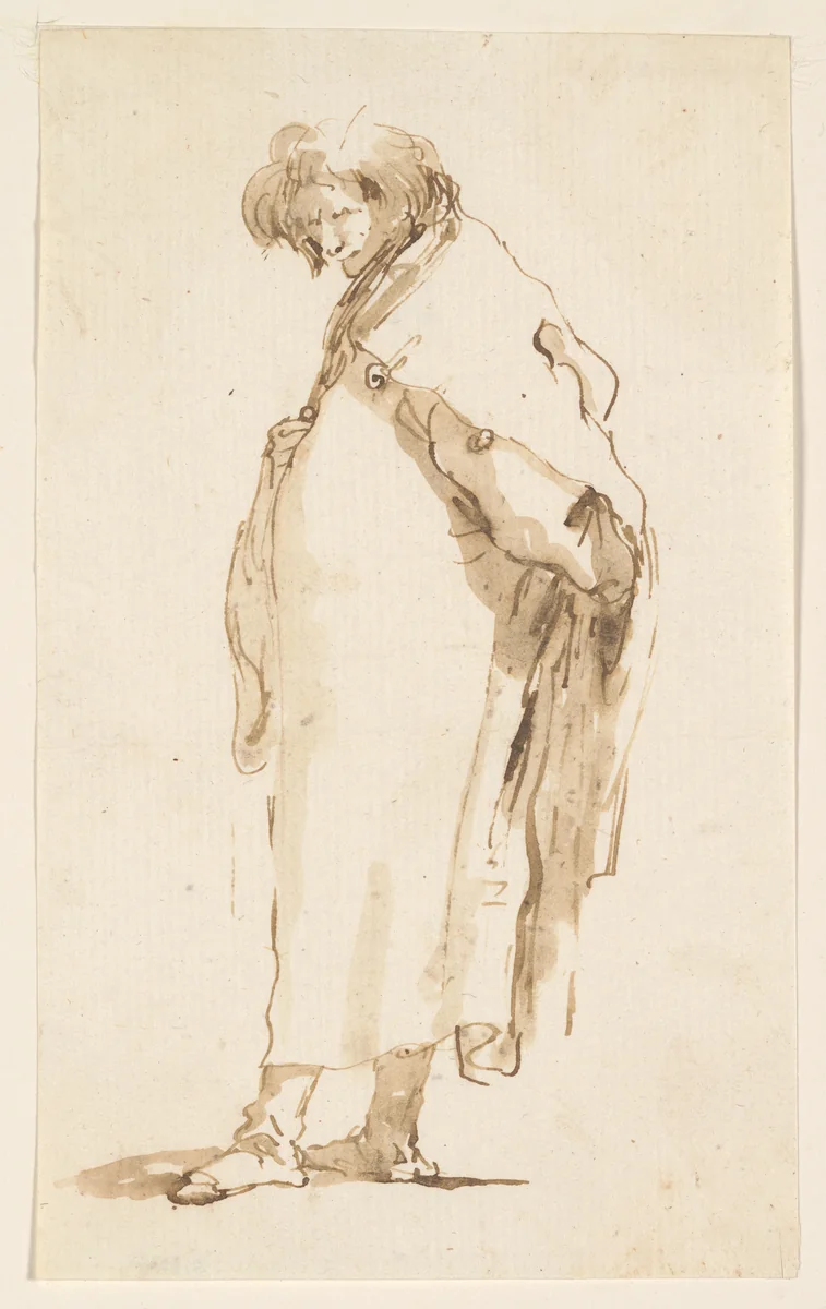 Standing Man, Turned to the Left by Giovanni Battista Tiepolo, drawing, 1739-1760