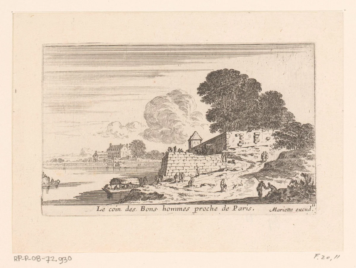 Landschap met klooster in de buurt van Parijs by Israël Silvestre, print, 1631-1657