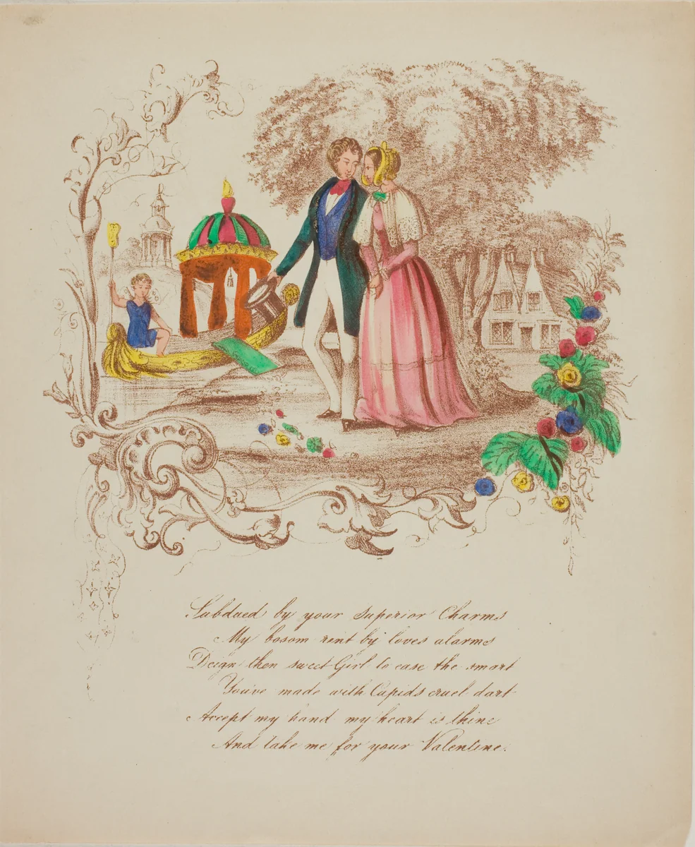 Subdued by Your Superior Charms (valentine) by Unknown Artist, other, 1837-1847