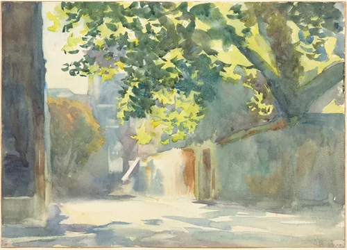 Sunlit Wall Under a Tree by John Singer Sargent, drawing, 1908-1918
