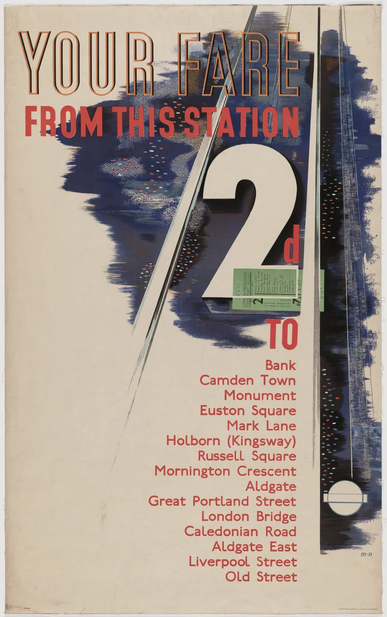 Your Fare From This Station (Poster for London Transport) by László Moholy-Nagy, design, 1936