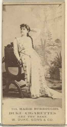 Card Number 213, Marie Burroughs, from the Actors and Actresses series (N145-7) issued by Duke Sons & Co. to promote Duke Cigarettes by W. Duke, Sons & Co., photograph, 1880-1889