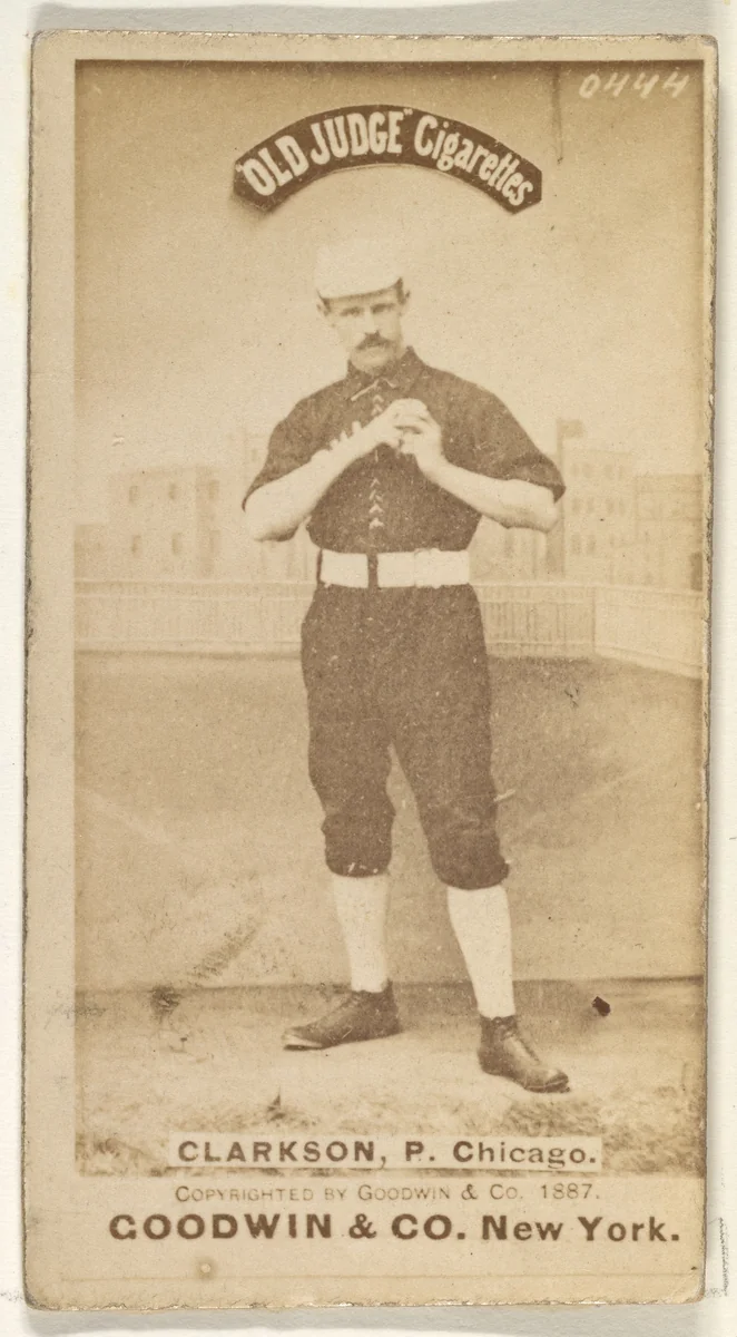 Clarkson, Pitcher, Chicago, from the Old Judge series (N172) for Old Judge Cigarettes by Goodwin & Company, photograph, 1887