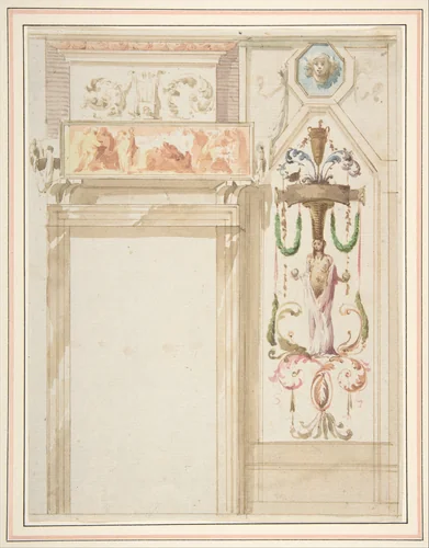 Design for a Wall Decorated with Grotesque by Giuseppe Bernardino Bison, drawing, 1762-1844