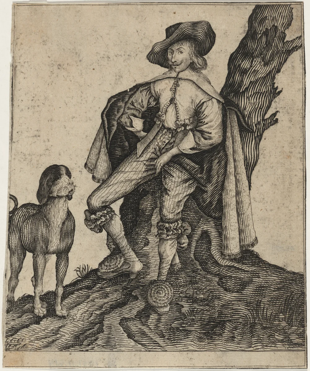 Man With a Dog by Unknown 19th Century, print, 1800-1899