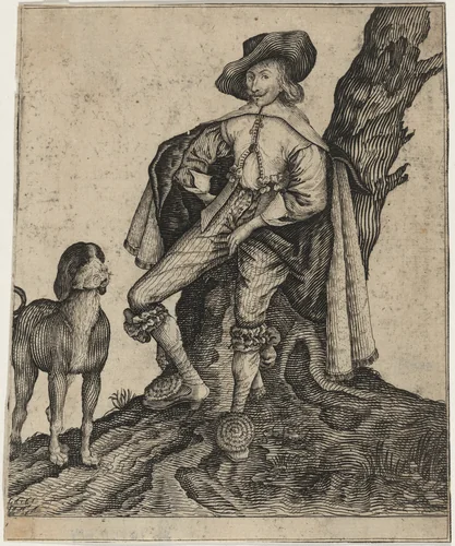 Man With a Dog by Unknown 19th Century, print, 1800-1899