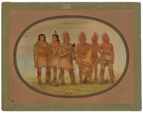 Black Hawk and Five Other Saukie Prisoners by George Catlin, painting, 1861-1869
