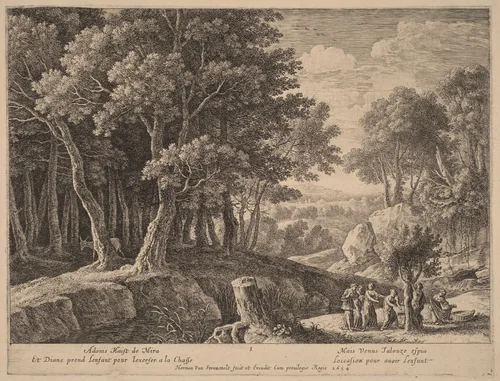 Birth of Adonis by Herman van Swanevelt, print, 1600-1655