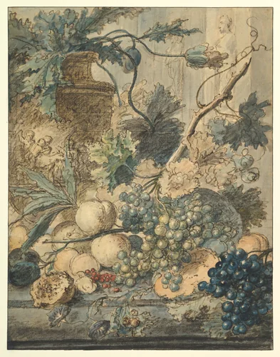 Still Life with Fruit by Jan van Huysum, drawing, 1695-1749