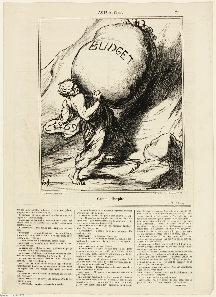 Just like Sisyphus, plate 27 from Actualités by Honoré-Victorin Daumier, print, 1869
