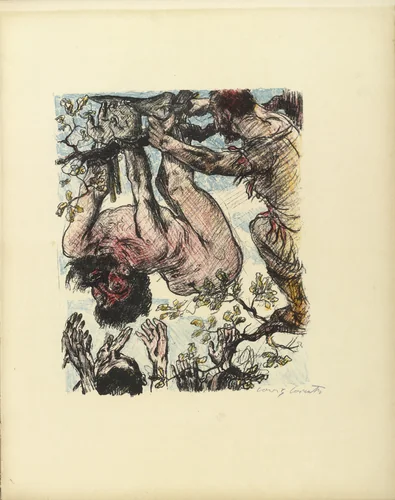 Achior Hanged from a Tree (Achior am Baume hängend) (plate, folio 14) from Das Buch Judith (The Book of Judith) by Lovis Corinth, illustrated book, 1910