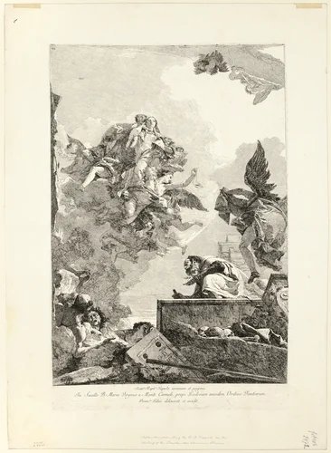 The Virgin Appearing to St. Simon Stock by Giovanni Domenico Tiepolo, print, 1743-1804