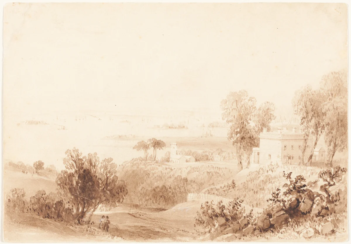 Gowanus Heights, Brooklyn by William Henry Bartlett, drawing, 1836-1837
