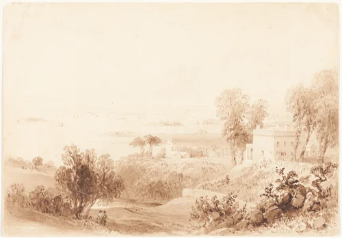 Gowanus Heights, Brooklyn by William Henry Bartlett, drawing, 1836-1837