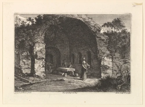 La Caffarella (ou Grotte d'Egerie) by Jean Morin, print, 1605-1650