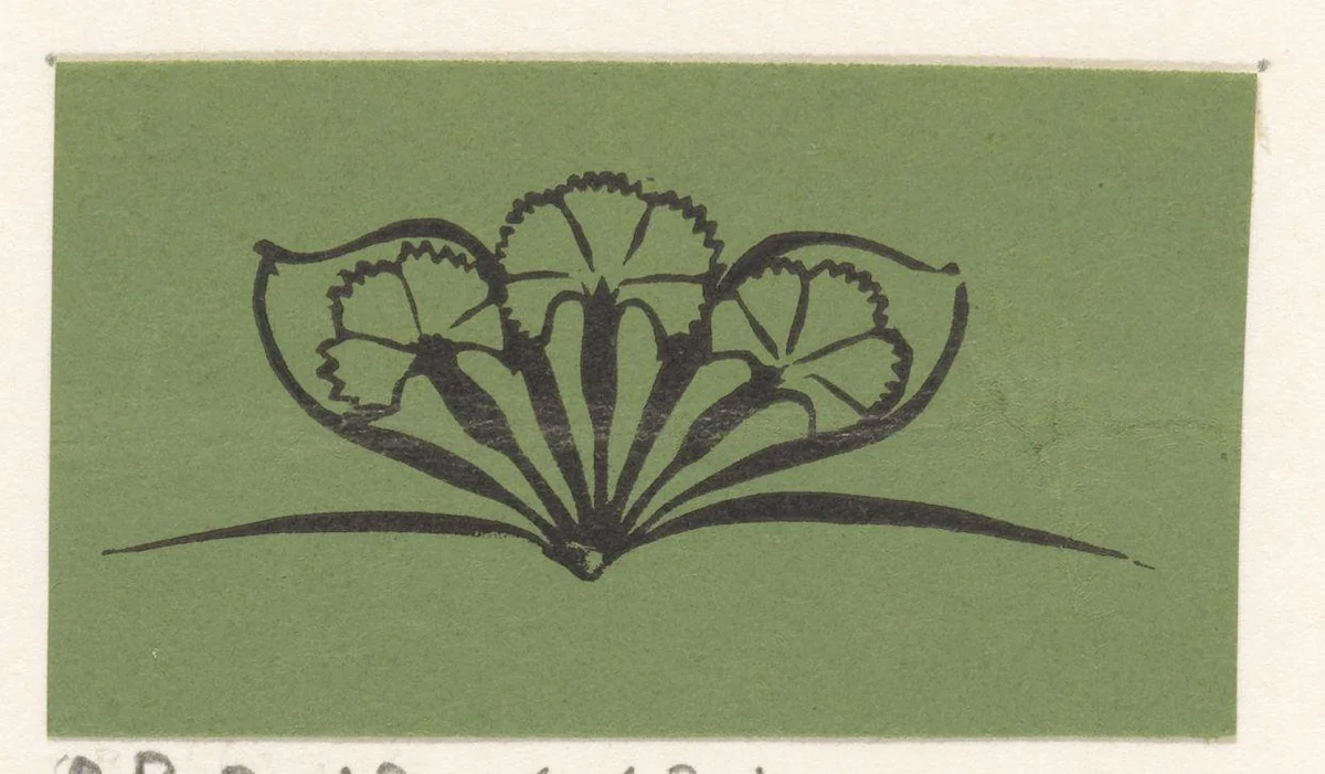 Vignet met drie bloemen by Gerrit Willem Dijsselhof, print, 1892