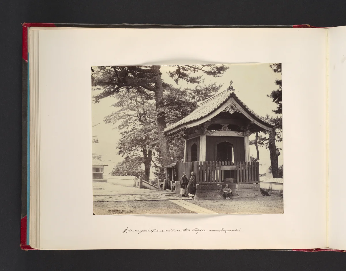 Japanese Priests and Entrance to a Temple, Near Nagasaki by John Thomson, photograph, 1865