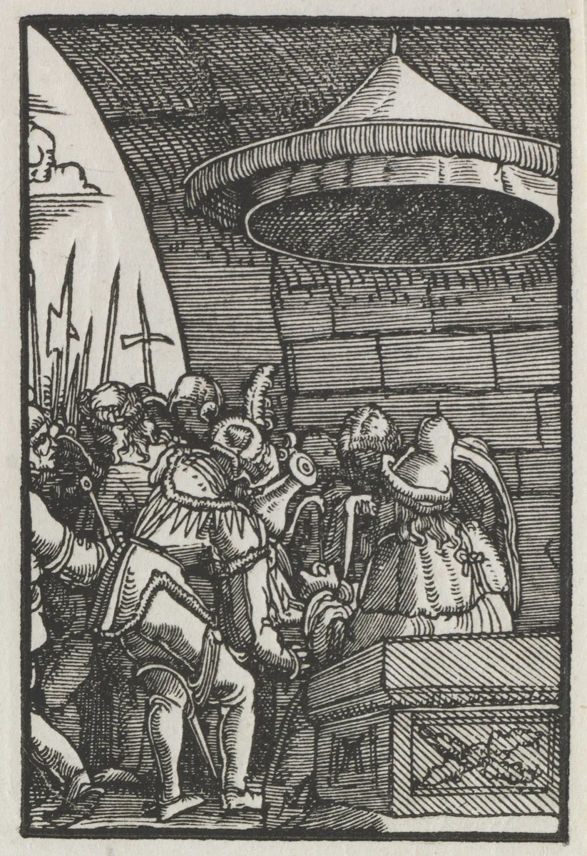The Fall and Redemption of Man: Pilate Washing his Hands by Albrecht Altdorfer, print, 1510-1520