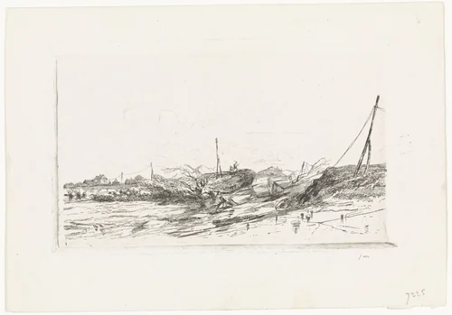 Dijkdoorbraak te Arnhem, 1855 by Cornelis Springer, print, 1855