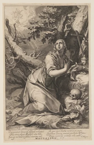 Magdalena, from Sinners of the Old and New Testament by Willem van Swanenburgh Abraham Bloemaert, print, 1609