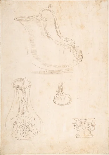 Design for Vessels by anonymous, drawing, 1500-1550