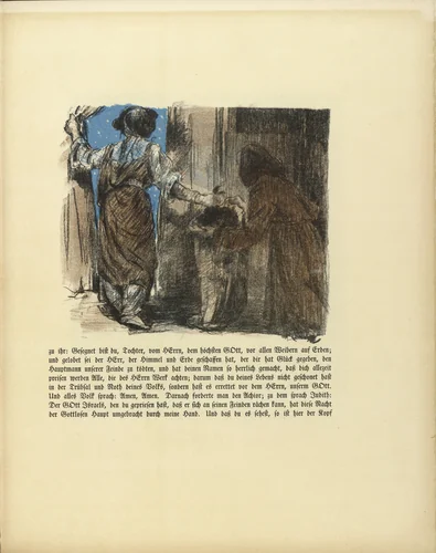 Judith Leaves the Tent (Judith verlässt das Zelt) (in-text plate, folio 26) from Das Buch Judith (The Book of Judith) by Lovis Corinth, illustrated book, 1910