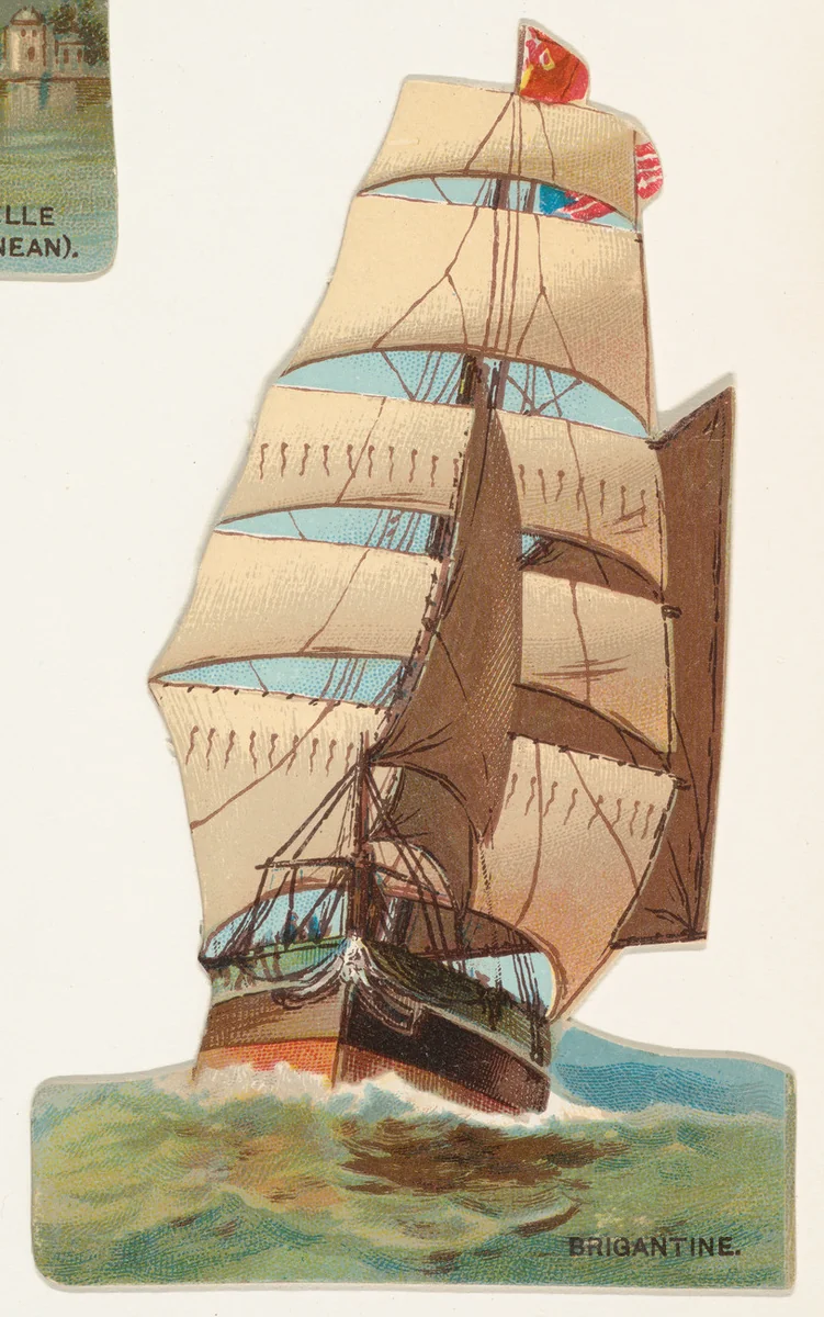 Brigantine, from the Types of Vessels series (N139) issued by Duke Sons & Co. to promote Honest Long Cut Tobacco by W. Duke, Sons & Co., print, 1889